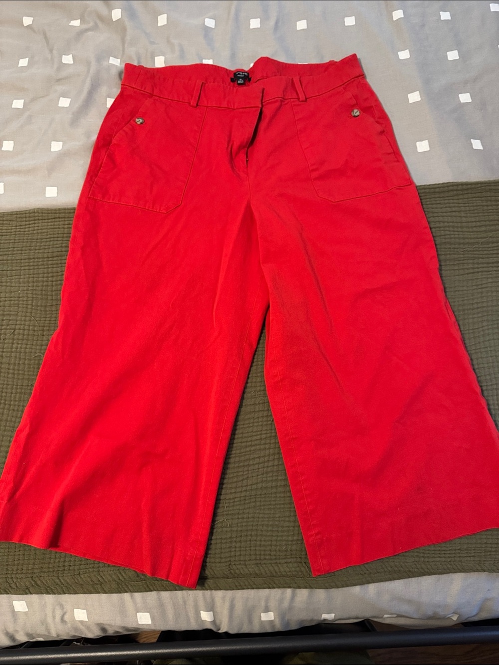 J. Crew Cropped Red Wide-Leg Pants